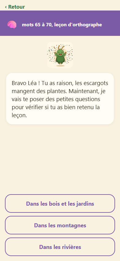 Quiz de leçon : une question avec trois propositions